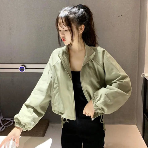 Long Sleeve Simple Design Cropped Jackets