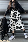 Loose Cow Printed Mid Calf Skirts