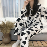 Cow Printed Pattern Sleepwear Pajamas Set