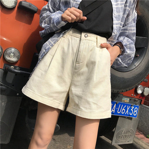 High Waist Solid Apricot Colors Shorts Pants