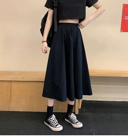 High Elastic Waist Loose Long Vintage Skirt – Nada Outfit Land