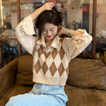 Retro Argyle Pattern Sleeveless Vest Sweater