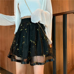 High Waist Mesh Lace Flower Mini Skirts