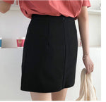 Sexy Solid Black Split Mini Skirts