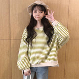 Loose Thin Casual Striped Sweatshirt