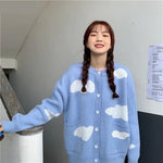 Loose Clouds Pattern Knitted Cardigan Sweater