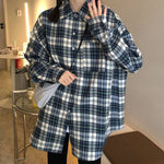 Loose Oversized Plaid Casual Blouse Shirt