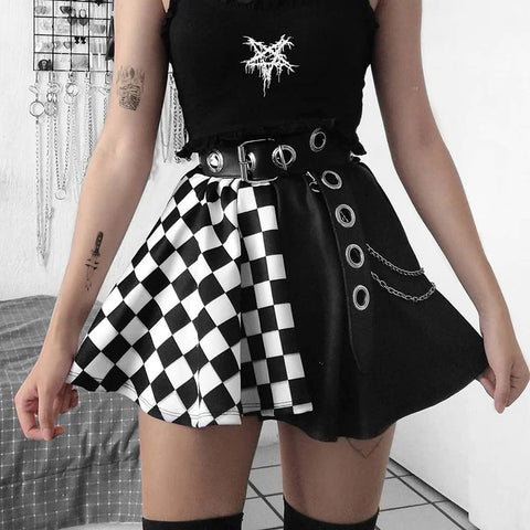 High Waist Goth Dark Pleated Mini Skirts