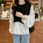 Long Sleeve Two Style Office Knitted Blouse Shirt
