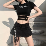 Baby Girl Letter Printed Sexy Cropped Slim Shirt