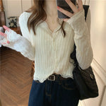 Long Sleeve Retro Lace V-Neck Shirt