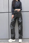 High Waist Butterfly Printed Loose Jeans Pants