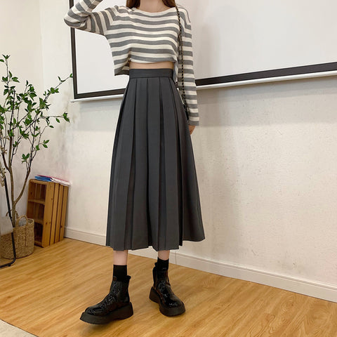 High Waist Elegant Pleated A-Line Long Skirt – Nada Outfit Land