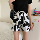 High Waist Cow Pattern Casual Shorts Pants