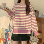 Long Sleeve Striped Casual Sweatshirt