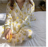 Smiley Emoji Sleepwear Long Pajamas Set