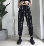 Chinese Characters Printed Jogger Pants