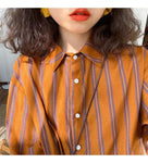 Long Sleeve Vintage Striped Blouse Shirts