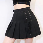Front Lace Tie Pleated Mini Skirts