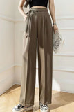 High Waist Side Lace Tie Office Loose Pants