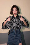 Vintage Black Art Pattern Loose Blouse Shirt