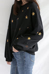 Stars Sequined Loose Black Sweatshirt