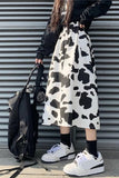 Loose Cow Printed Mid Calf Skirts