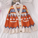 Love Pattern Cute Colors Loose Cardigan Sweater