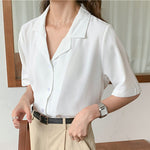 V-Collar Short Sleeve Elegant Shirt