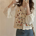 Flower Embroidered Blouse Shirt