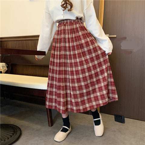 Elastic Waist Solid Plaid Pleated Long Skirts – Nada Outfit Land