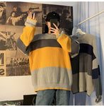 Loose Retro Stylish Striped Knitted Sweater
