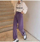 High Waist Loose Purple Jeans Pants