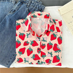 Cute Strawberry Printed Short Sleeve Blouse Shirt