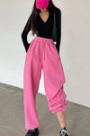 Loose Drawstring Pink Casual Jogger Sweatpants