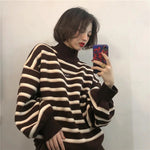 Turtleneck Striped Loose Sweater