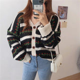 Loose Floral Pattern Knitted Cardigan Sweater