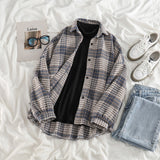 Loose Thick Casual Hip Hop Plaid Shirt