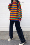 Loose Rainbow Striped Sweater