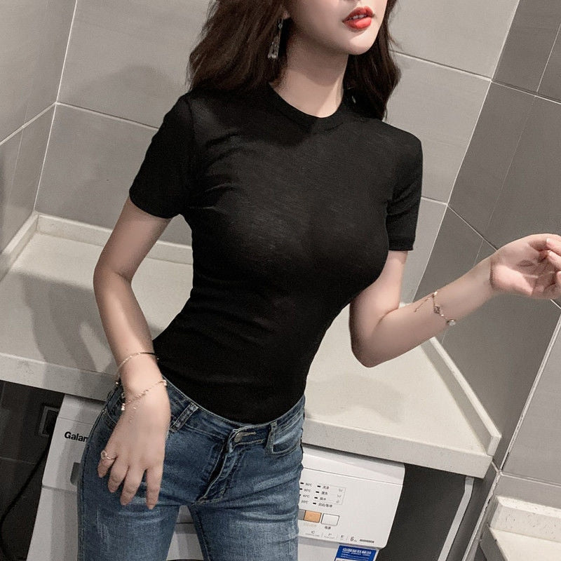 Slim Elastic Thin Cropped Shirt – Nada Outfit Land