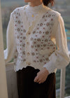 Floral Design Vintage V-Neck Vest Sweater