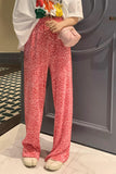 High Waist Pink Leopard Pattern Loose Pants