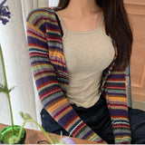 Long Sleeve V-Neck Striped Slim Sweater
