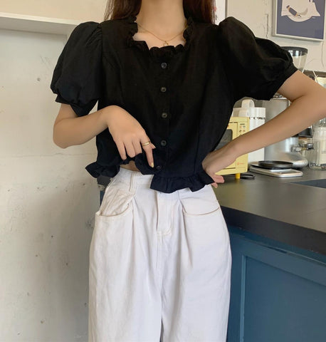Short Sleeve Ruffle Design Blouse Shirts – Nada Outfit Land