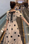 Short Sleeve Polka Dot Pattern Elegant Dress