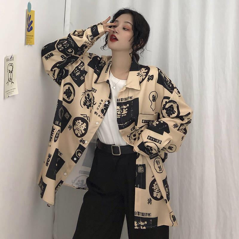 Chinese Art Pattern Printed Blouse Shirt – Nada Outfit Land