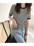 Casual O-Neck Striped Soft Knitted Shirt