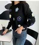 Casual Daisy Floral Embroidered Sweater