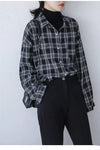 Long Sleeve Retro Black Plaid Shirt