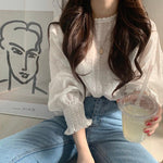 Long Sleeve Lace Embroidered Cotton Linen Shirt
